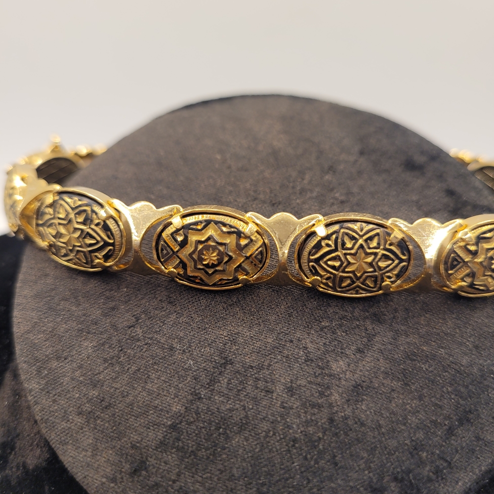 Damascene Toledo Gold Tone Vintage Bracelet
